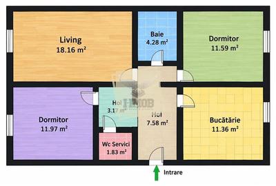 Apartament cu 3 camere decomandat, mobilat în Vasile Aaron