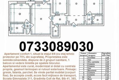 Apartament cu 4 camere semidecomandat în Drumul Taberei
