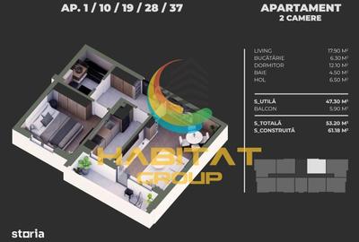 Apartament cu 2 camere decomandat în Progresul - 1