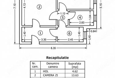 Apartament cu 2 camere decomandat în Central