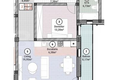 Apartament cu 2 camere semidecomandat în Moșnița Nouă