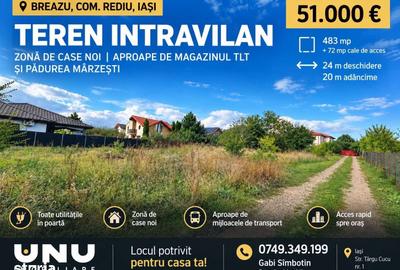 Teren de 483 mp, în Rediu