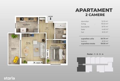 Apartament cu 2 camere decomandat în Central