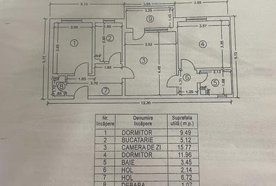 Apartament cu 3 camere semidecomandat în Central