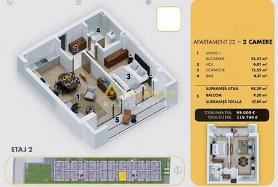 Apartament cu 2 camere decomandat în Central