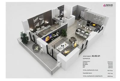 Apartament cu 2 camere semidecomandat în Tractorul - 1
