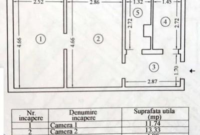 Apartament cu 2 camere semidecomandat în Km 4