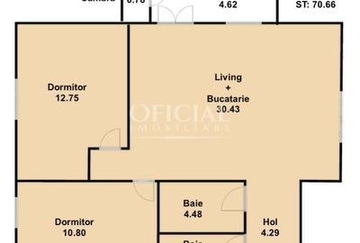 Apartament cu 3 camere semidecomandat în Florești - 1