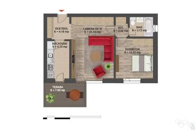 Apartament cu 2 camere semidecomandat în Băneasa