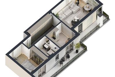Apartament cu 2 camere decomandat în Rediu