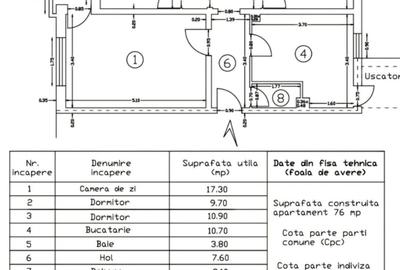 Apartament cu 3 camere decomandat în Est