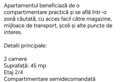 Apartament cu 2 camere decomandat în Silvașu de Jos
