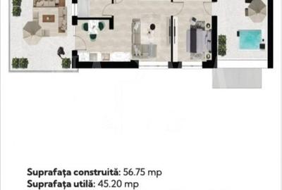 Apartament cu 2 camere semidecomandat în Băile Felix