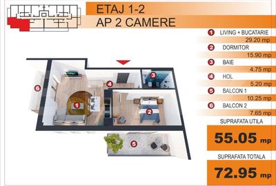 Apartament cu 2 camere decomandat în Ultracentral