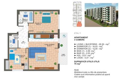 Apartament cu 3 camere semidecomandat în Apărătorii Patriei - 4