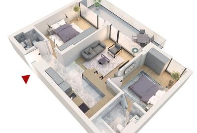 Apartament cu 3 camere decomandat în Tunari