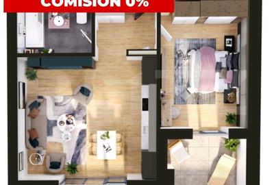 Apartament cu 2 camere semidecomandat în Torontalului