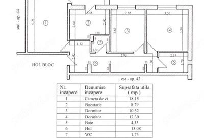 Apartament cu 3 camere decomandat în Central