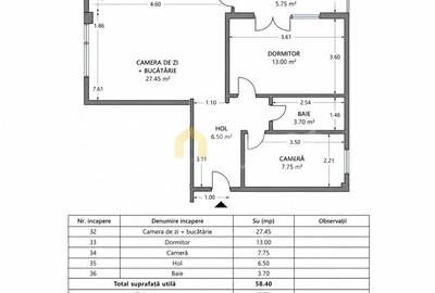 Apartament cu 3 camere în Florești