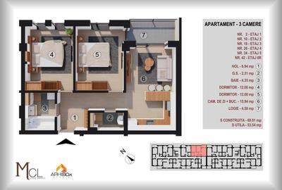 Apartament cu 3 camere decomandat în Central - 1
