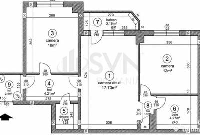 Apartament cu 3 camere semidecomandat în Ștefan cel Mare