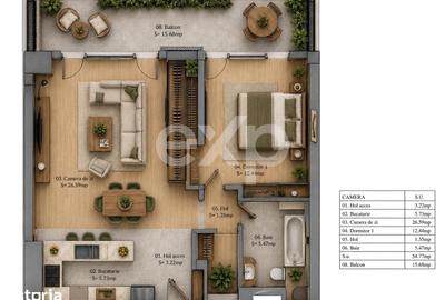 Apartament cu 2 camere în Rahova