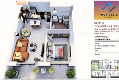 Apartament cu 2 camere în Sânmartin - 5
