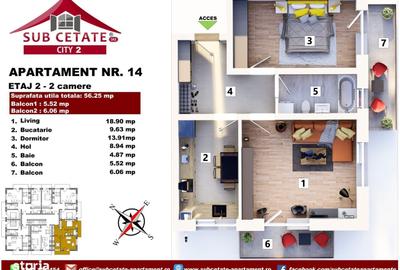 Apartament cu 2 camere în Sânpetru - 1