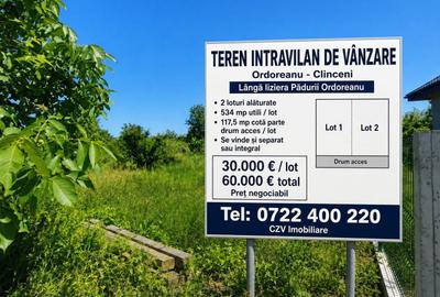 Teren Construcții intravilan de 1303 mp, în Clinceni - 1