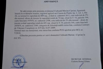 Teren de 820 mp, în Crucea de Piatră