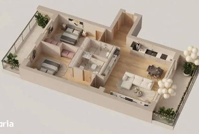 Apartament cu 3 camere semidecomandat în Nord