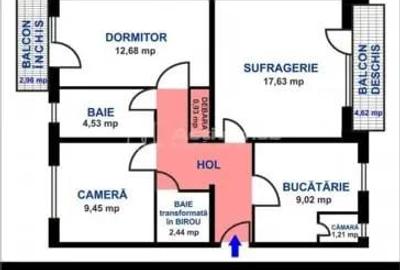 Apartament cu 3 camere decomandat în Central - 1