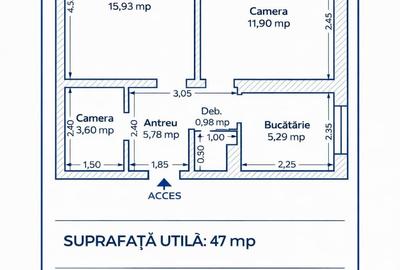 Apartament cu 2 camere decomandat în Romanilor