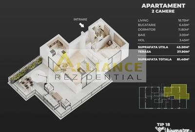 Apartament cu 2 camere decomandat în Central