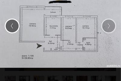 Apartament cu 3 camere decomandat în Exterior Vest