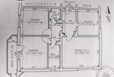 Apartament cu 3 camere decomandat în Central