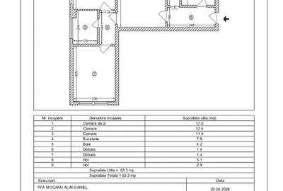 Apartament cu 3 camere semidecomandat, mobilat în Central
