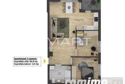 Apartament cu 3 camere decomandat în Central