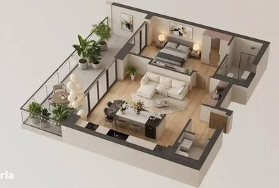 Apartament cu 2 camere semidecomandat în Nord