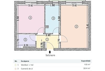 Apartament cu 2 camere decomandat, mobilat în Ștefăneștii de Jos