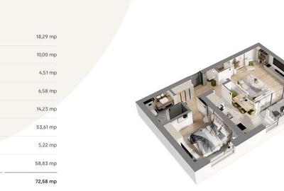 Apartament cu 2 camere în Jiului