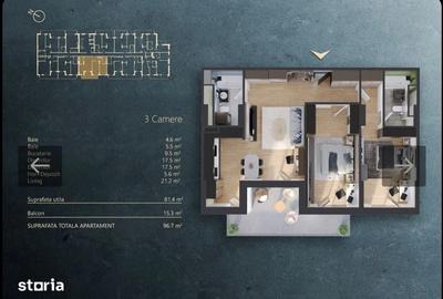 Apartament cu 3 camere în Mărăști
