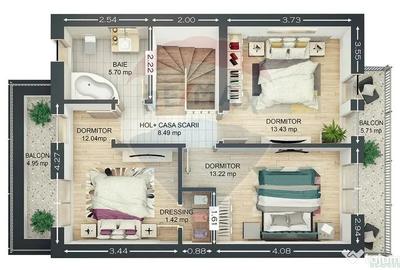 Casă cu 4 camere cu Teren 250 Mp în Noua