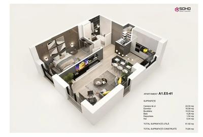 Apartament cu 2 camere semidecomandat în Tractorul - 1