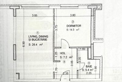 Apartament cu 2 camere semidecomandat, mobilat în Sopor