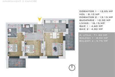 Apartament cu 3 camere decomandat în Theodor Pallady - 4