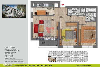 Apartament cu 3 camere decomandat în Militari