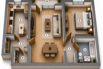 Apartament cu 2 camere semidecomandat în Astra - 1