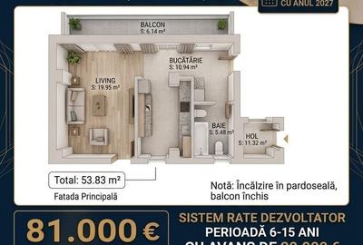 Apartament cu 3 camere în Valea Adâncă