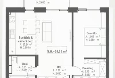 Apartament cu 2 camere în Central